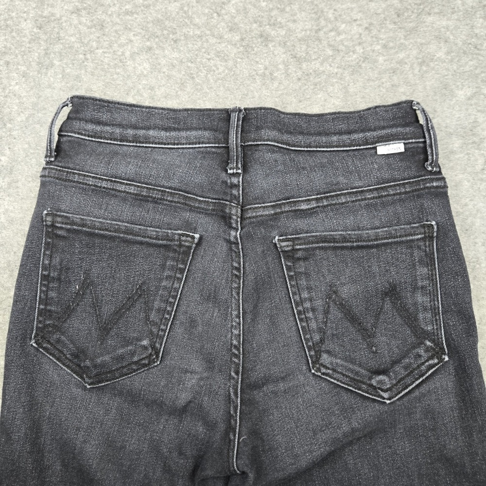 Mother Jeans Womens 28 The Weekender Fray Flare Thunder Road Black Denim Stretch - Picture 13 of 13